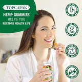 Organic Hemp Gummies High Potency Advanced Extra Strength Supplement - Best Cbdmd Cbdfx CBS CDB Gummy for Adults - Low Sugar with Pure Hemp Oil Extract - Natural Edibles Fruity Flavor Made in USA