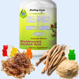 Healing Drops Sea Moss Ashwagandha Gummies - Vegan, Dairy and Gluten Free with Bladderwrack, Burdock Root – Alkaline Keto Vegan Non-GMO Diet