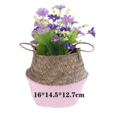 Handmade Bamboo Storage Baskets Foldable Laundry Straw Patchwork Wicker Rattan Seagrass Belly Garden Flower Pot Planter Basket