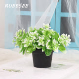 Artificial Flowers Plants Green Bonsai Pot Plants Fake Flower Potted Ornaments For Home Decoration Craft Plant Decorative